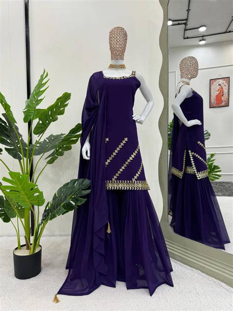 Dark Purple Rakhi Special Elegant Sharara Set