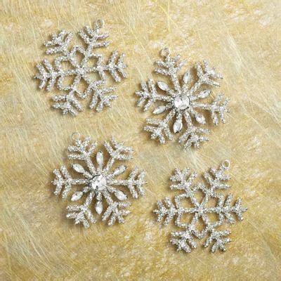 Beaded Snowflake Ornaments, Set of Four | Frontgate