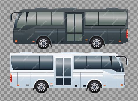 White and black bus public transport vehicles | Premium Vector
