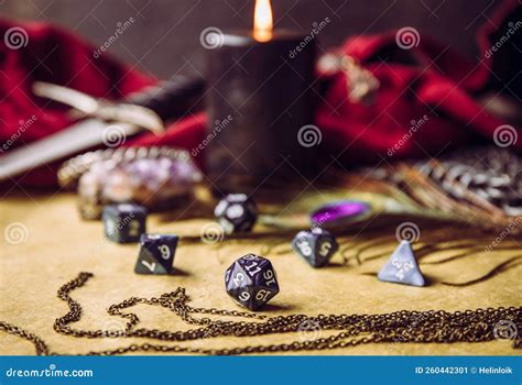 Fantasy Role Play Board Game Still Life Concept. Selective Focus on ...
