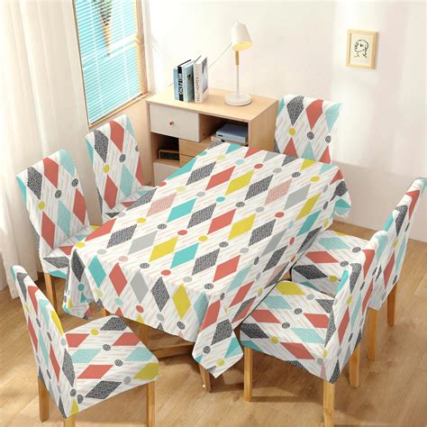 Buy HOKIPO Elastic Dining Chair Covers Set Of 6 With Matching ...