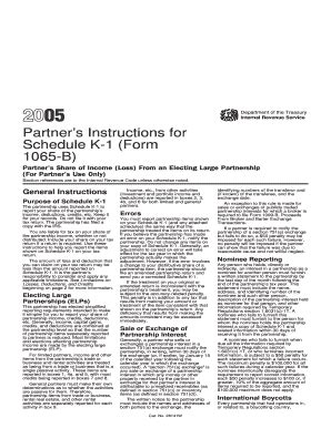 Fillable Online irs 2005 Instruction 1065-B Schedule K-1. Partner's ...