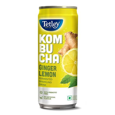 Tetley Kombucha Ginger Lemon Flavour Fermented Sparkling Drink With ...