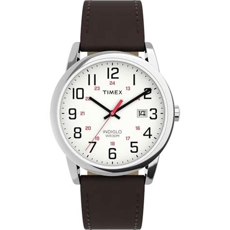 Timex Men's Easy Reader Classic 38mm Watch | Brown Strap White Dial ...
