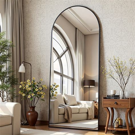 71"×32"/59"×16" Oversized Arched Floor Mirror - Freestanding with Stand ...