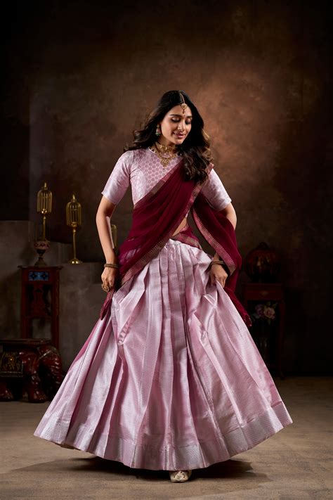 Buy Light Pink Pure Jacquard Silk Lehenga Choli in Chaniya Choli ...