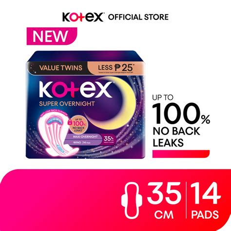 Kotex Super Overnights Feminine Pads 35cm Value Packs - 14 pads ...