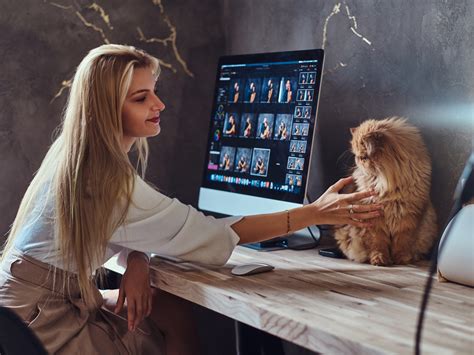 Download wallpaper cat, girl, pose, monitor, section situations in ...