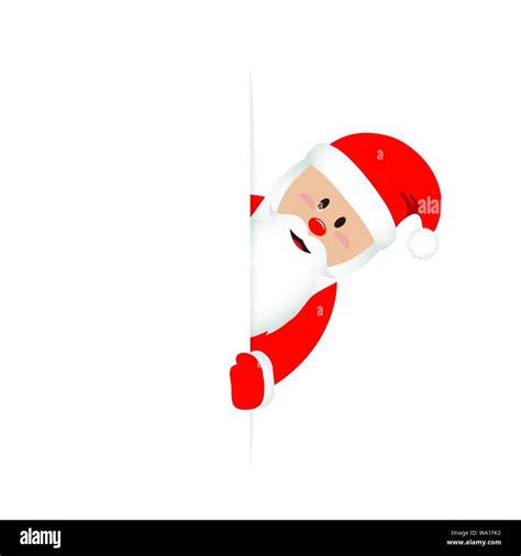 cute santa claus looks around the corner funny christmas design vector ...