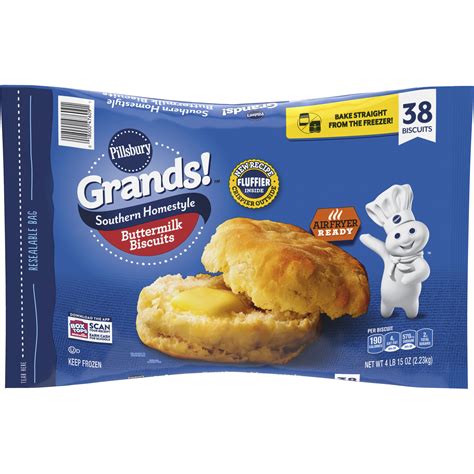 Pillsbury Grands! Southern Homestyle Frozen Biscuits, Buttermilk, 38 ct ...