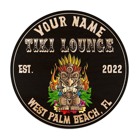 MeMate Tiki Bar Signs Personalized Name Color Wooden Sign Outdoor, Tiki ...