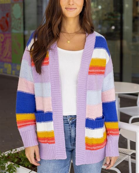 Multi Color Block Cardigan - Multi / XS - Grace and Lace