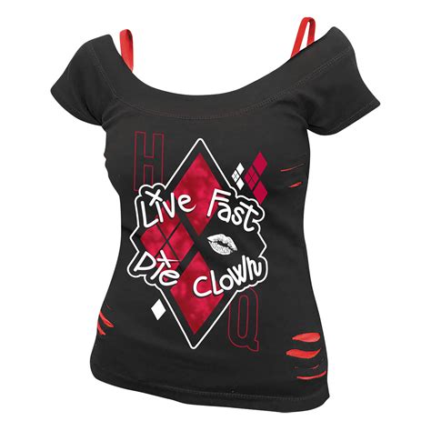 Harley Quinn - Live Fast Die Clown 2in1 T-Shirt Damen | Elbenwald