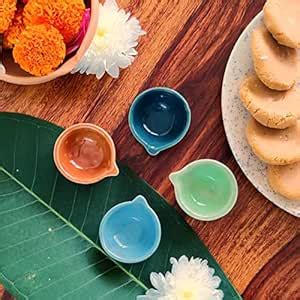 Buy JASMEY Homes Ceramic Puja Diya | Diya Lamps for Pooja Diwali Gifts ...