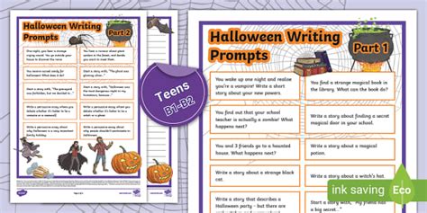 ESL Halloween Writing Prompts [Teens, B1 - B2] - Twinkl