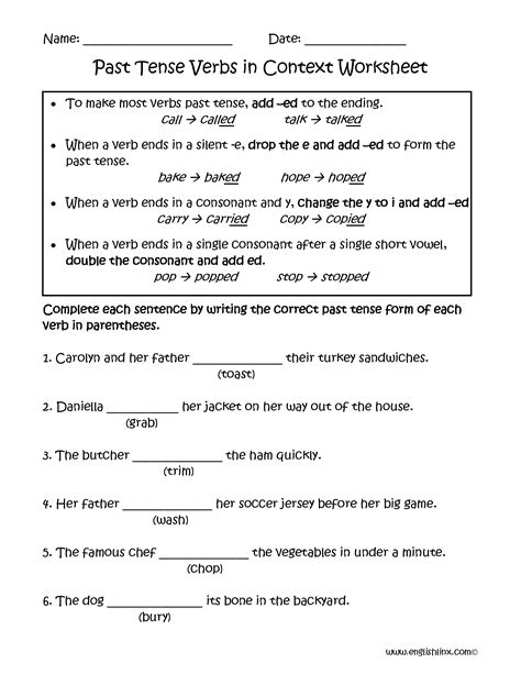 Verbs Worksheets | Verbs Tenses Worksheets