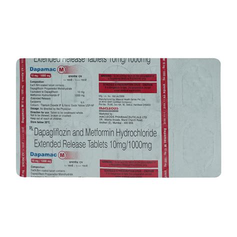 Dapamac M 10 mg/1000 mg Tablet | Uses, Side Effects, Price | Apollo ...