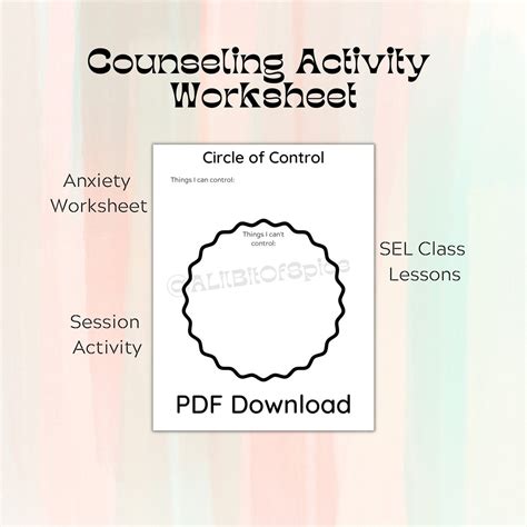 Circle of Control Worksheet, Social Emotional Learning Activity, SEL ...