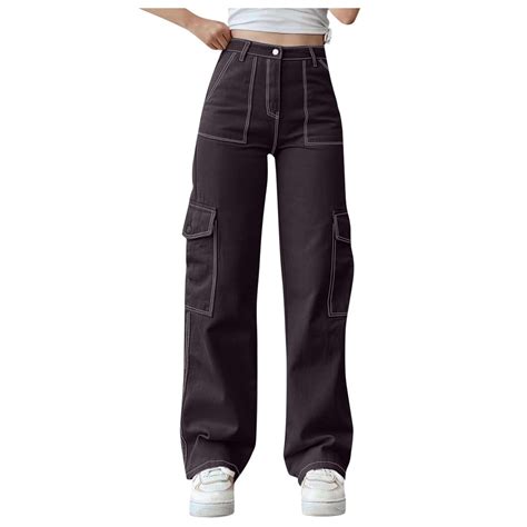 Womens Cargo Pants Wear Multi Waist Three Pocket Trousers Waist Cargo ...