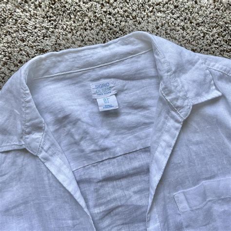 White button up/ beach cover up Size small Color... - Depop