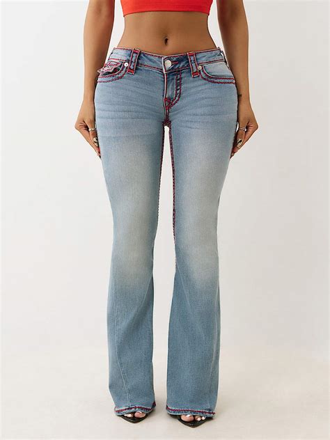 JOEY LOW RISE SUPER T FLARE JEAN - Light Desires Worn | True Religion