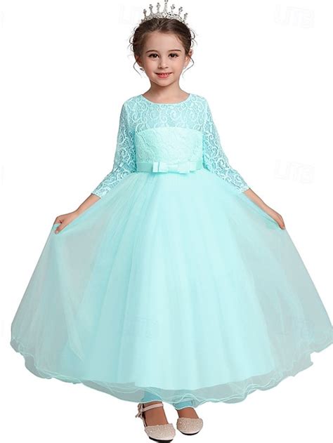 Kids Girls' Flower Girl Dress Dress Half Sleeve Wedding Party Lace up ...