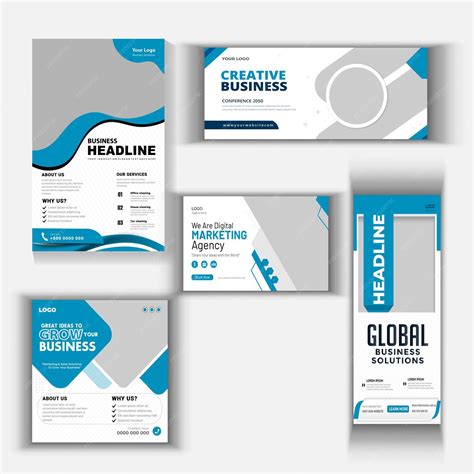 Business templates bundle for marketing and advertising | Premium Vector