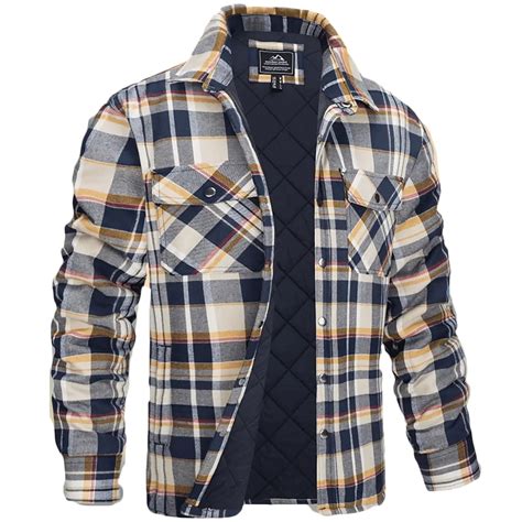 Fancifize Men's Quilted Lined Flannel Shirt Jacket Big&Tall Long Sleeve ...