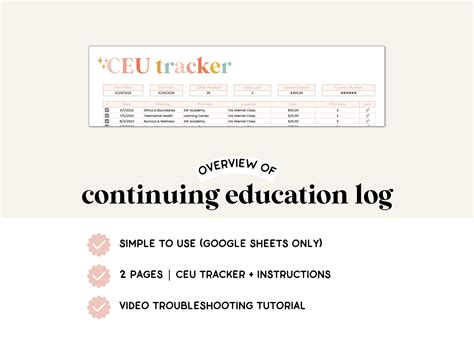 Continuing Education Spreadsheet | Google Sheets | CEU Tracker ...