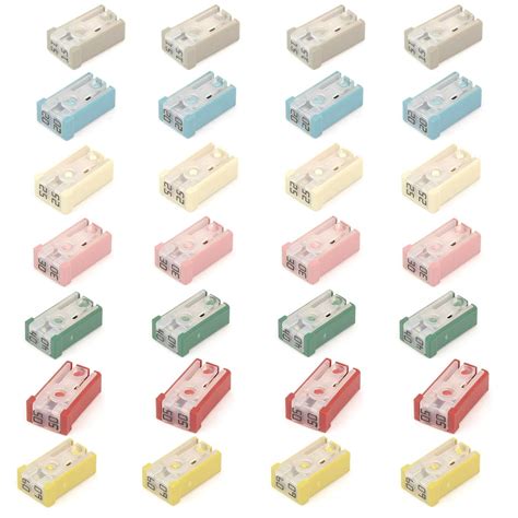 28 Pcs 15A 20A 25A 30A 40A 50A 60A 32V Mini Slotted Automotive MCASE ...