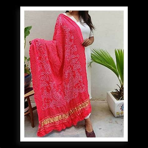 Leheriya Exclusive Pure Gaji Silk Peacock Bandhani Dupatta - Leheriya.com