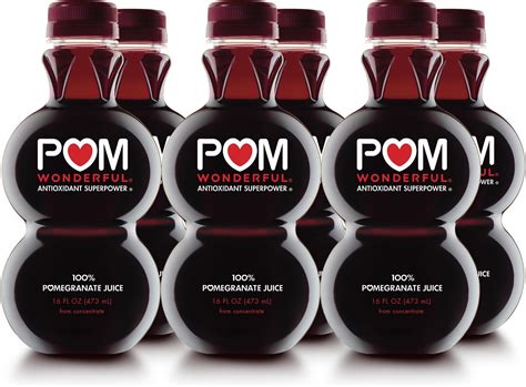 Amazon.com: POM Wonderful 100% Pomegranate Juice, 16 Ounce Bottle (Pack ...