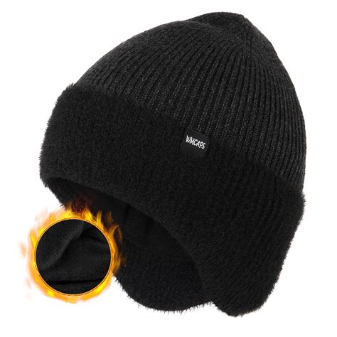 WMCAPS Winter Fleece Line Beanie Hats with Earflap for Men Women ...