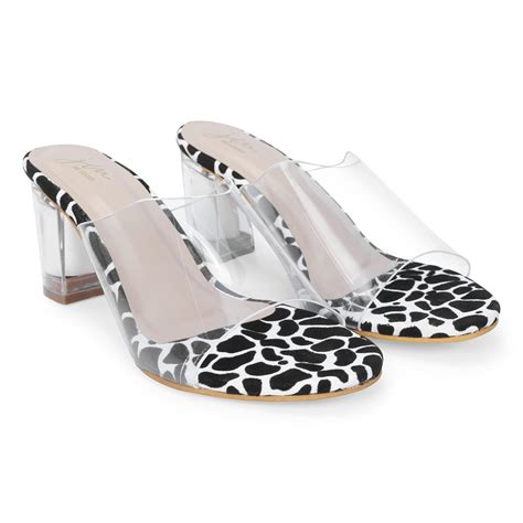 Buy JM LOOKS Transparent &White Block Heels Sandal and Slipper's ...