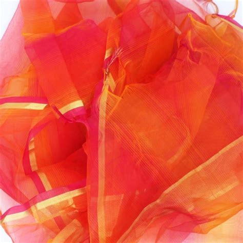 Pink Orange Striped Organza Dupatta – anokherang