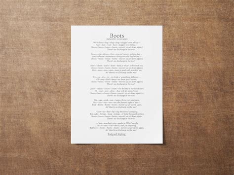 Rudyard Kipling Boots Poem Print: Minimalist Military Art - Etsy