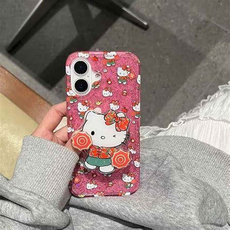Kitty Strawberry Case For iPhone With Kitty Holder – Kalakaar Indiaa