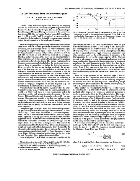 A low pass notch filter for bioelectric - 496 IEEE TRANSACTIONS ON ...