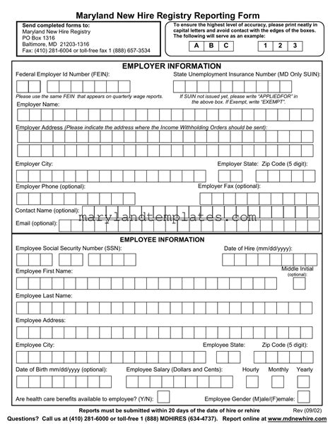 Free Maryland New Hire Template ᐈ Download PDF Form
