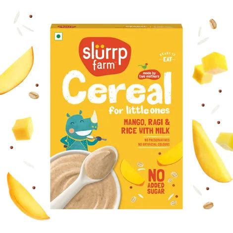 Slurrp Farm No Added Sugar Cereal - Ragi Rice and Mango with Milk ...