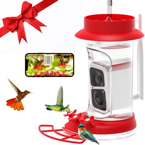 Humbirdy Hummingbird Feeder Camera with Ant Moat, Bee Proof, Leak Proof ...