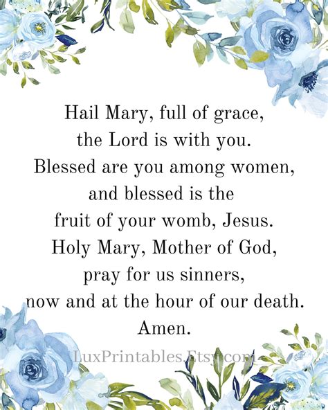 Free Hail Mary Prayer Printable Template - Printables for Everyone