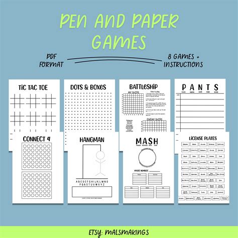 Printable Travel Games, Pen and Paper, Road Trip Games | Pen and paper ...