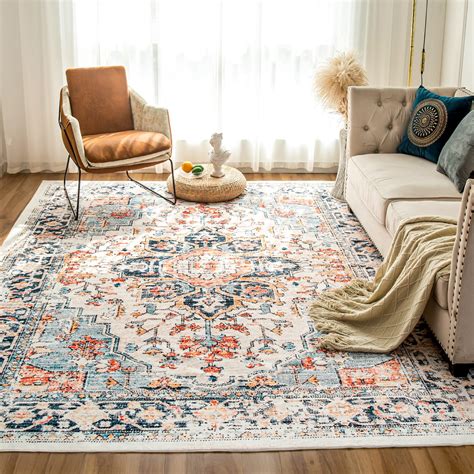 VK Living Machine Washable Rug 9'x12' Vintage Design Washable Area Rugs ...