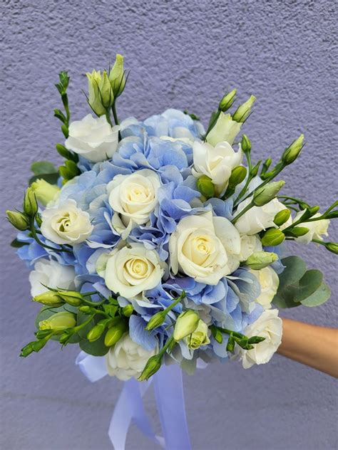 Blue and White Bridal Bouquet