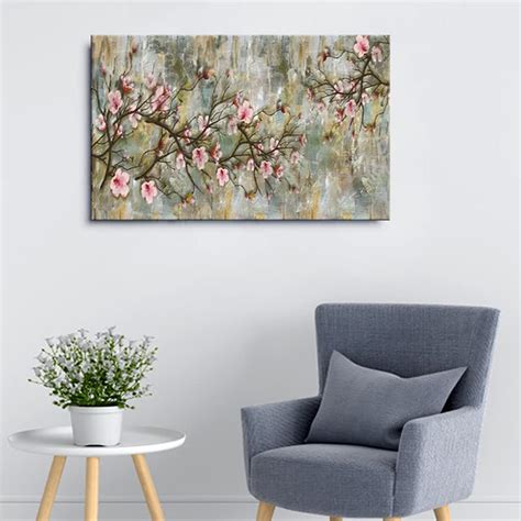 999STORE Wooden Stretched Framed Wall Hanging Painting - Flowers And ...