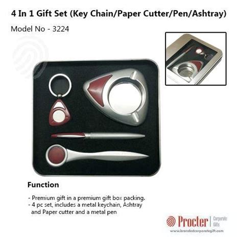 4 IN 1 GIFT SET (KEY CHAIN/PAPER CUTTER/PEN/ASHTRAY) Q05 in bulk for ...
