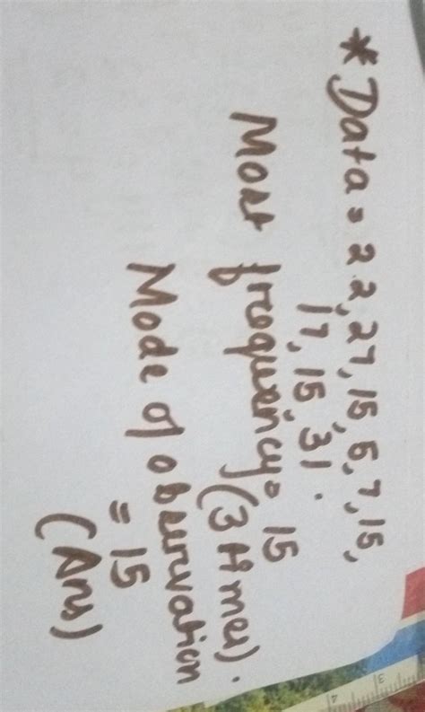 find the mode of observations (22,27,15,5,7,15,17,15,31 - Brainly.in