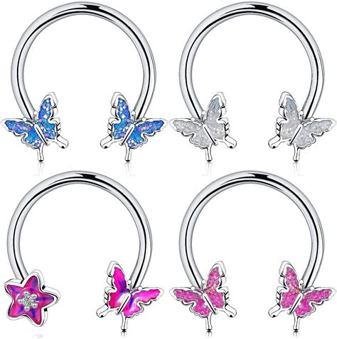 4 Pieces Septum Ring Horseshoe Hoop Ring 16g India | Ubuy