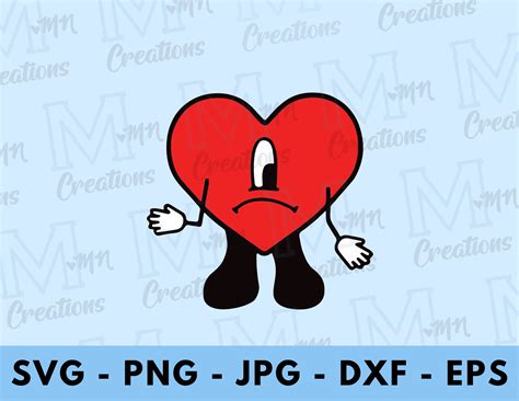 Bad Bunny Heart, SVG, PNG, Jpeg, EPS, and Dxf Compatible With Cricut ...
